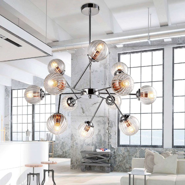 Lampa wisząca BEST 30-64806 szklana molekuły kule balls przezroczyste