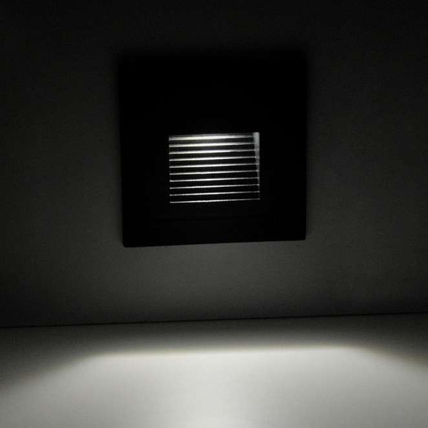 Schodowa LAMPA podtynkowa Q6 LED 313720 Polux kwadratowa OPRAWA wpuszczana LED 3W 4000K metalowa IP44 grafitowa