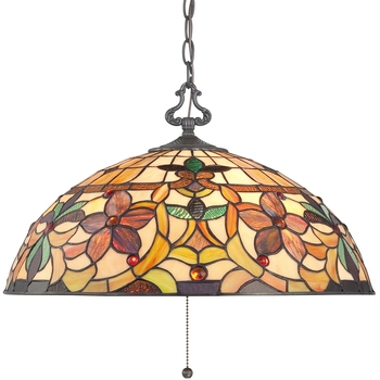 Żyrandol LAMPA wisząca QZ-KAMI-P Elstead QUOIZEL metalowa OPRAWA klasyczny ZWIS na łańcuchu brąz multikolor