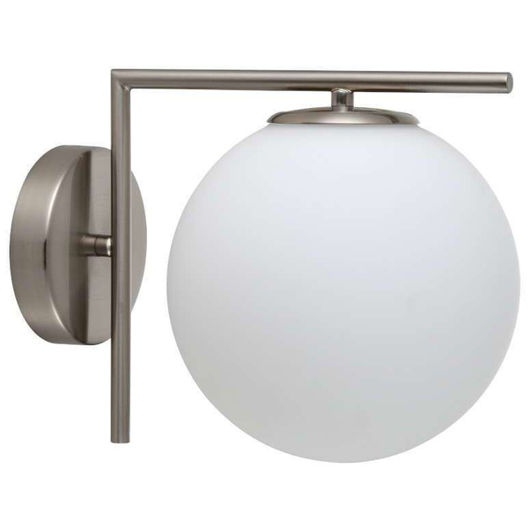 Ścienna LAMPA szklana CONDI MBM-7475/1 SN MDECO loftowa OPRAWA kinkiet kula ball satyna biała
