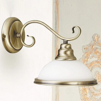 Ścienna LAMPA kinkiet ELISETT 2751 Rabalux szklana OPRAWA kopuła dzwonek metalowe ramię brązowa biała