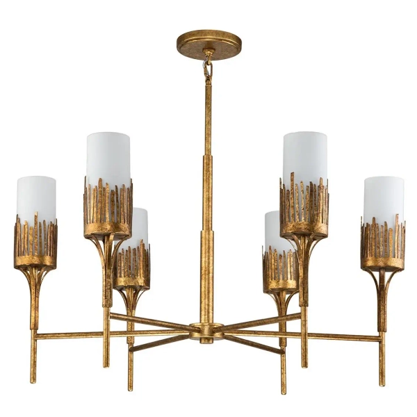 Żyrandol zwisający nad łóżko Sawgrass QN-SAWGRASS-6-DG-O do sypialni złoty