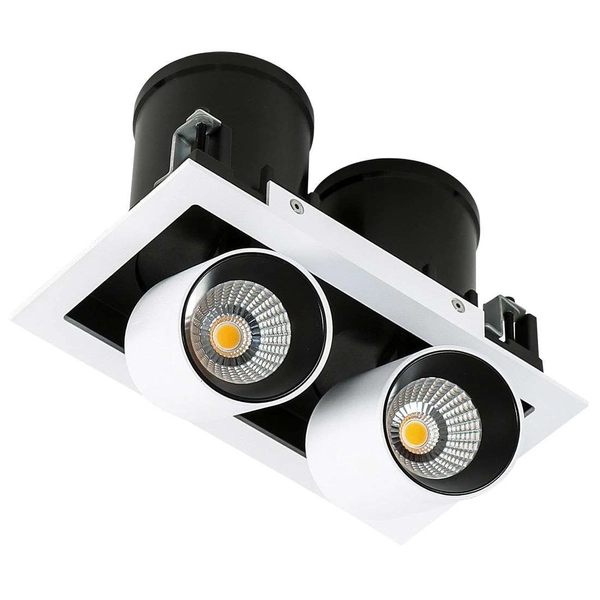 Regulowana LAMPA sufitowa MERCANTA GL7117-2/12W 4000K WH+BL Italux metalowa OPRAWA LED 24W wpust tuby białe