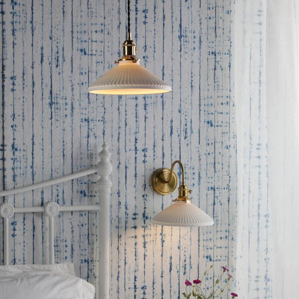 Ścienna lampa do sypialni Hadano HAD0740-10 ceramiczna mosiądz biały