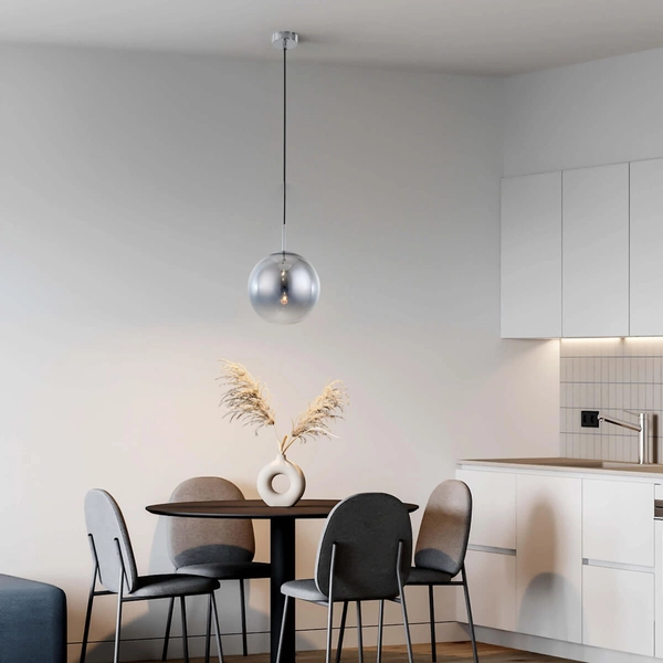 Skandynawska LAMPA wisząca PALLA LP-2844/1P CH Light Prestige loftowa OPRAWA szklany ZWIS kula loft ball srebrna przezroczysta