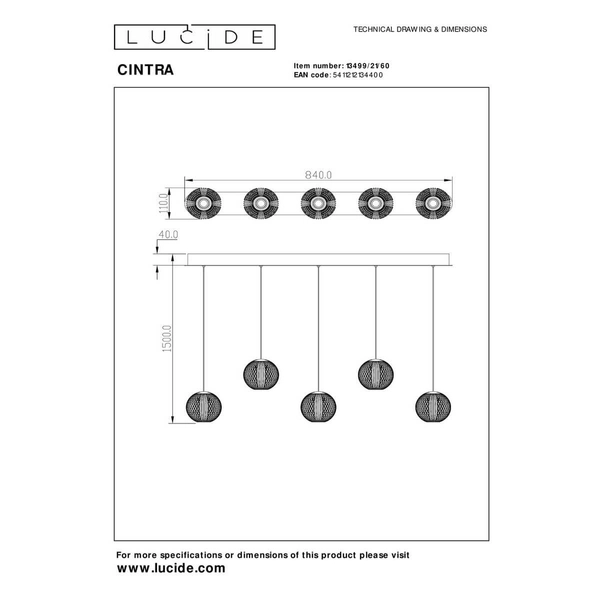 Kulista lampa wisząca CINTRA 13499/21/60 LED 21W 2700K złoty przezroczysty