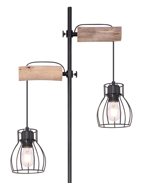 Stojąca lampa podłogowa Mina 15326-2SN drewniana czarna