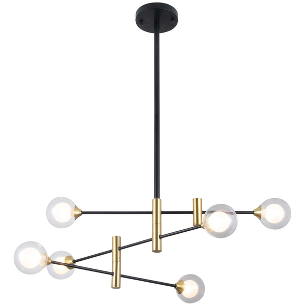 LAMPA sufitowa MARINO PND-9148-6 Italux loftowa OPRAWA metalowe pręty kule balls molekuły czarne mosiądz