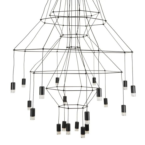 Lampa wisząca modernistyczna LINEA ST-5961-20 czarna metalowa G9 20-punktowa do salonu