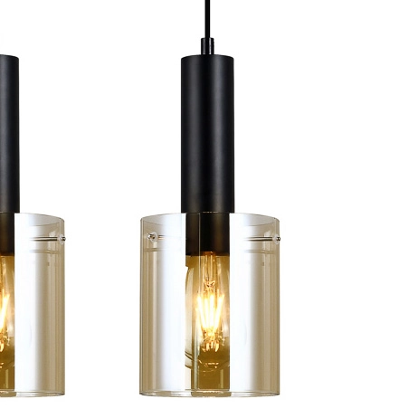 Skandynawska LAMPA wisząca SARDO PND-5581-3-BK+AMB Italux szklana OPRAWA loftowy ZWIS tuby okrągłe bursztynowe czarne