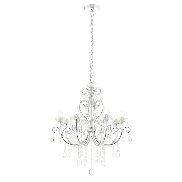 Kryształowy żyrandol Tabitha 72561 IP44 krople chrom przezroczysty