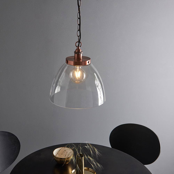 Lampa wisząca łańcuch Hansen Grand 106895 szklana miedziana przezroczysta