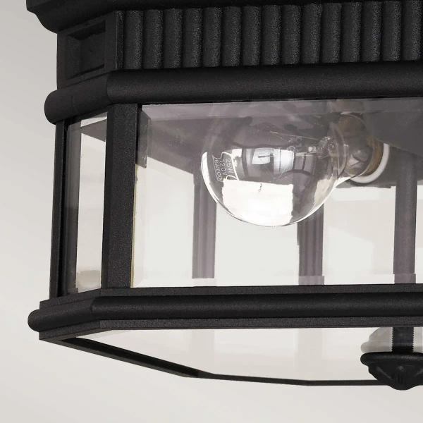 Zewnętrzna LAMPA sufitowa FE-COTSLN-F-BK Elstead FEISS szklana OPRAWA vintage outdoor ogrodowa IP44 czarna przezroczysta