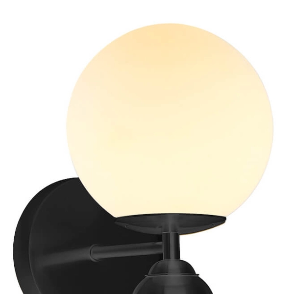 Ścienny kinkiet kula Aldeva WL-02340-1-BK Italux metalowa szklana biały czarny