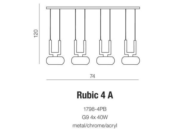 Glamour lampa wisząca Rubic z kryształkami do kuchni chrom