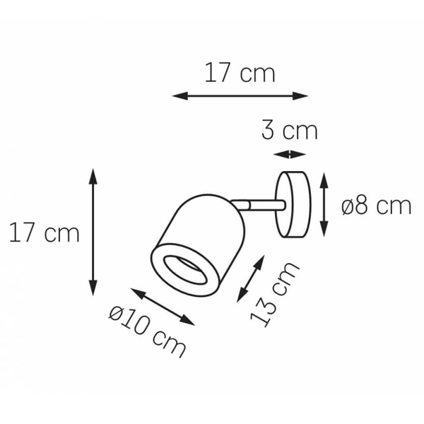 Ścienny kinkiet metalowy SPARK 50940102 Kaspa regulowana tuba czarna