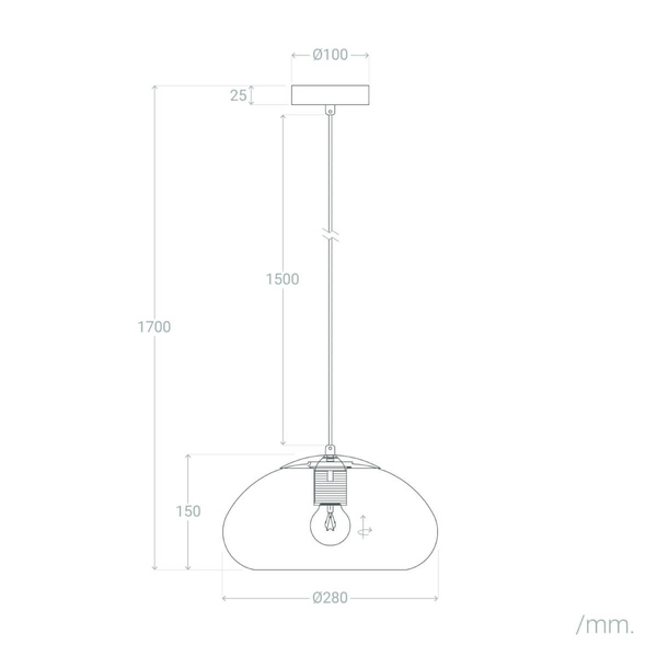 Szklana lampa wisząca Tesoro ABR-LWCM-E27 Abruzzo do salonu miodowy