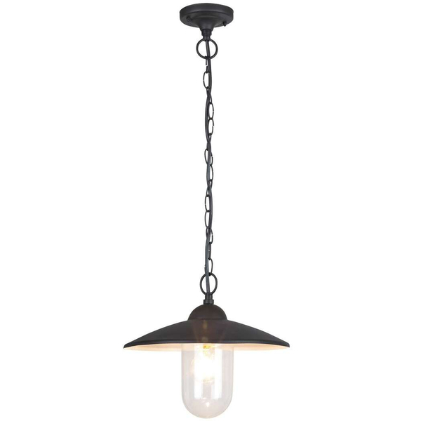 Ogrodowa LAMPA wisząca VIGO 8687 Rabalux metalowa OPRAWA kopuła ZWIS industrialny IP44 czarny matowy biały przezroczysty