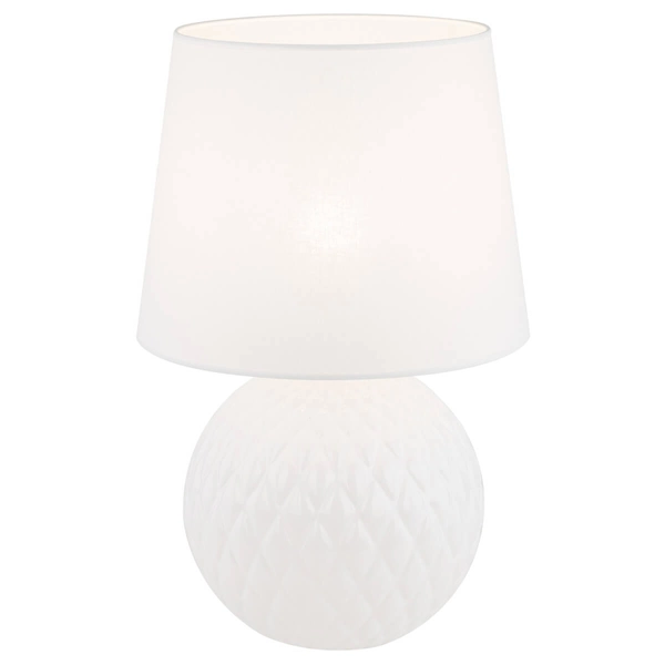 Lampka nocna do sypialni Santana 16046 wzorzysta szklana biała