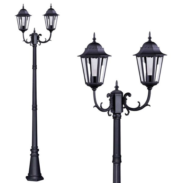 Stojąca LAMPA zewnętrzna Lozana K-7006A2/2 Kaja metalowa OPRAWA ogrodowa klasyczna latarnia masztowa IP44 czarny