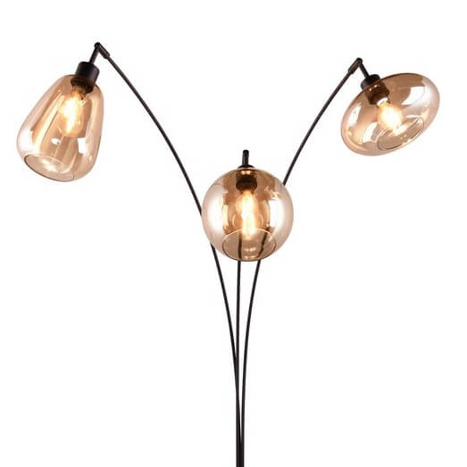 Loftowa lampa stojąca Lumina 417000313 do salonu kule czarna bursztynowa
