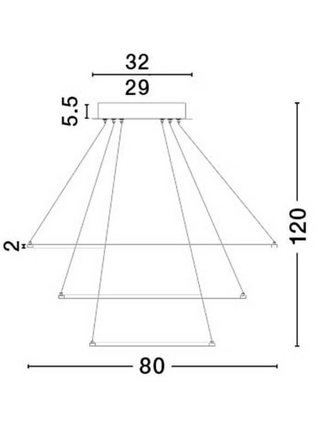 Srebrna lampa wisząca Lobos pierścienie LED 135W 3000K salonowe