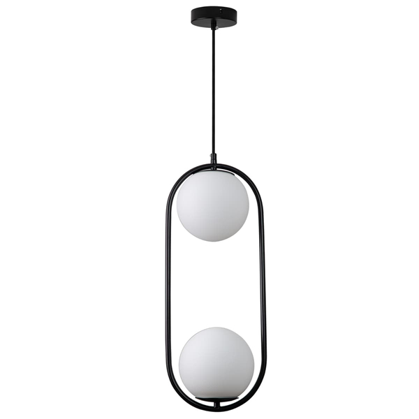 Zwisowa lampa COSTA DUO DP0002-2 black Step szkło metal ramka czarna