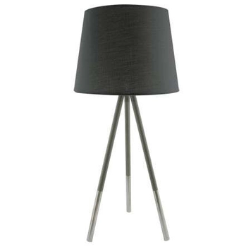 Abażurowa LAMPKA stołowa RADAR 03577 Ideus klasyczna LAMPA biurkowa na trójnogu szara