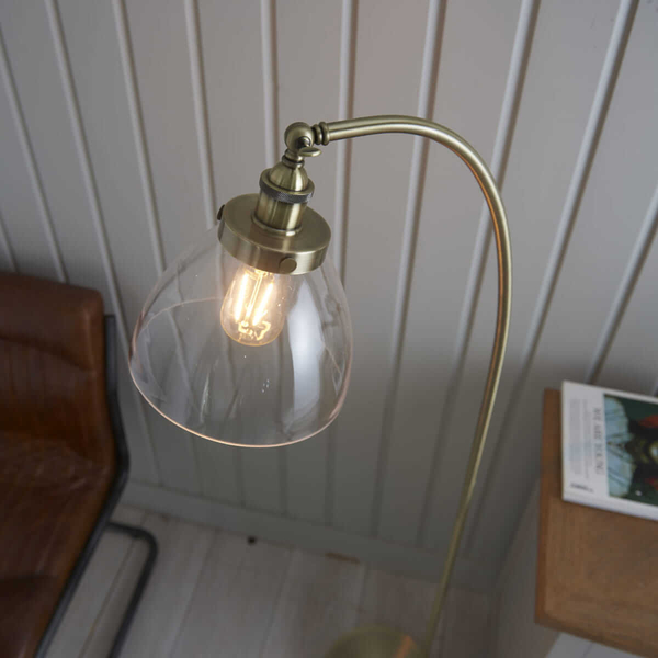 Salonowa lampa podłogowa Hansen 77860 Endon mosiądz przezroczysta