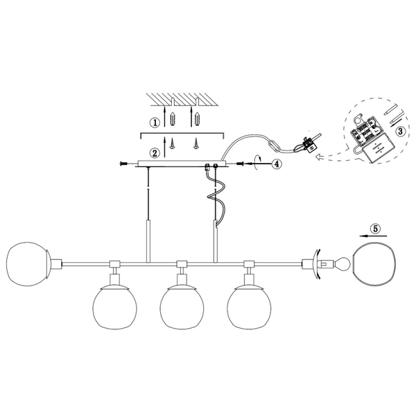 Modernistyczna LAMPA wisząca ERICH MOD221-PL-05-N Maytoni metalowa OPRAWA szklane kule ZWIS molekuły nikiel