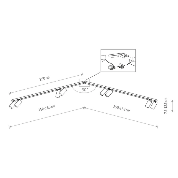 Regulowana lampa natynkowa Mono 7702 czarna oprawa do salonu
