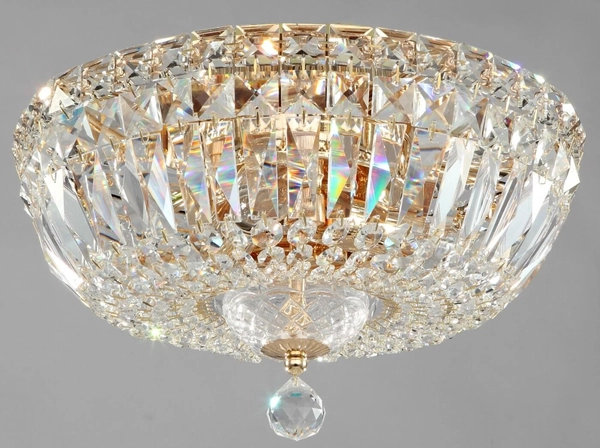 Plafon LAMPA sufitowa BASFOR DIA100-CL-03-G kryształowa OPRAWA glamour plafoniera crystal złota przezroczysta