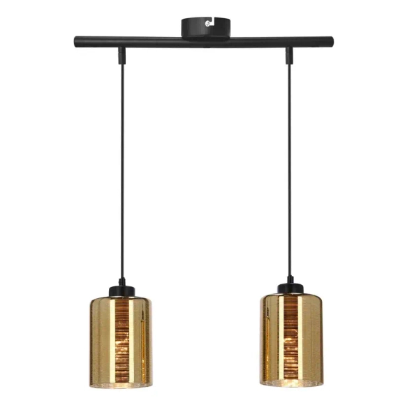 Lampa wisząca do salonu COX 32-59352 szklana tuba złoty czarny