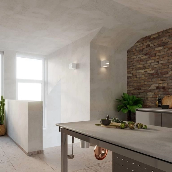 Kinkiet LAMPA ścienna SL.0230 ceramiczna OPRAWA przyścienna kostka cube biała