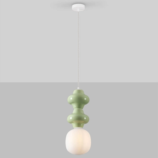 Ceramiczna lampa wisząca VILROSA LE44562 do kuchni zielona biała
