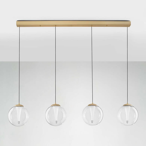 Wisząca lampa na belce HUALMAY LE44833 LED 25W 3000K bubbles przezroczysta złota