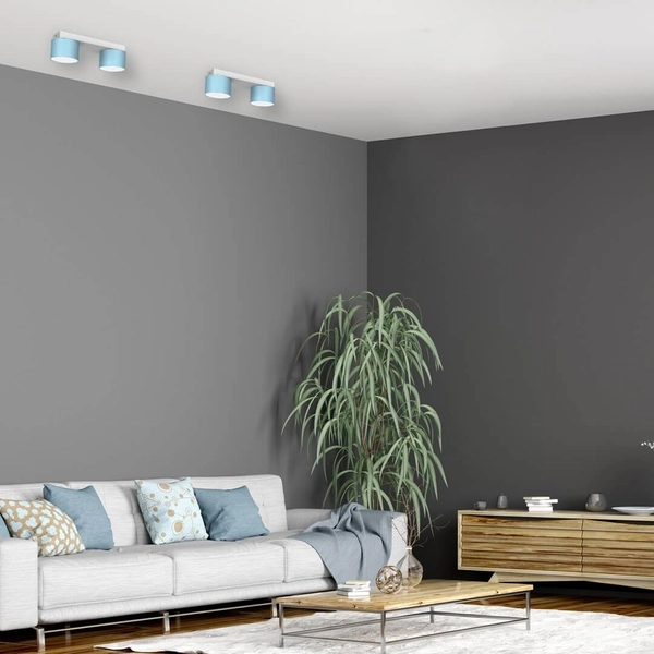 Metalowa lampa sufitowa Dixie tuby białe niebieskie