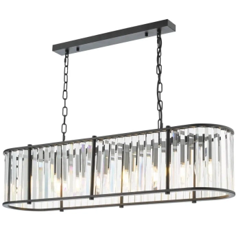Owalna wisząca lampa Kiran KIR3422 nad stół kryształowy czarny