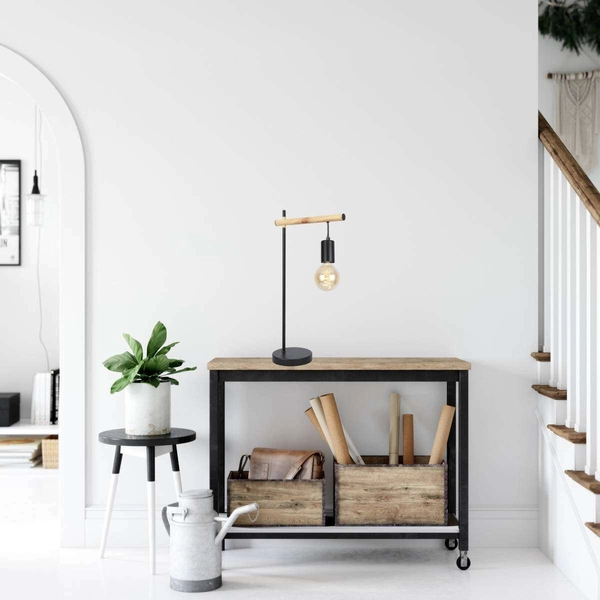 Gabinetowa lampka biurkowa Izzy 41-80042 metalowa czarna drewno