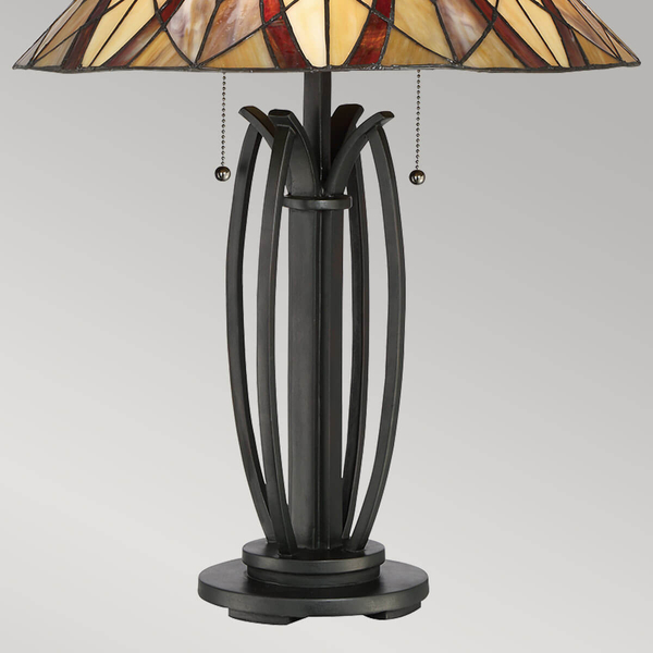 Stołowa lampka witrażowa Victory QZ-VICTORY-TL tiffany brązowa kolorowa