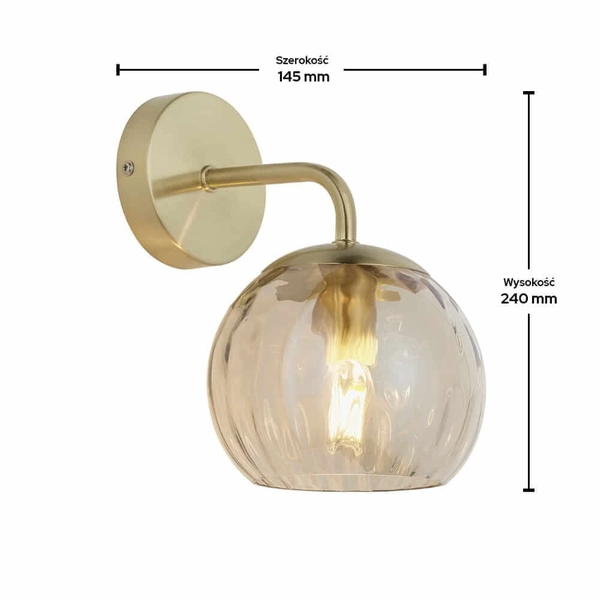 Szklana lampa ścienna Dimple 91970 Endon kulisty złoty przezroczysty
