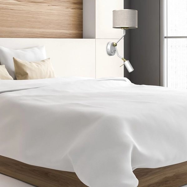 Ścienna lampa sypialniana Lino z regulacją klasyczna biała