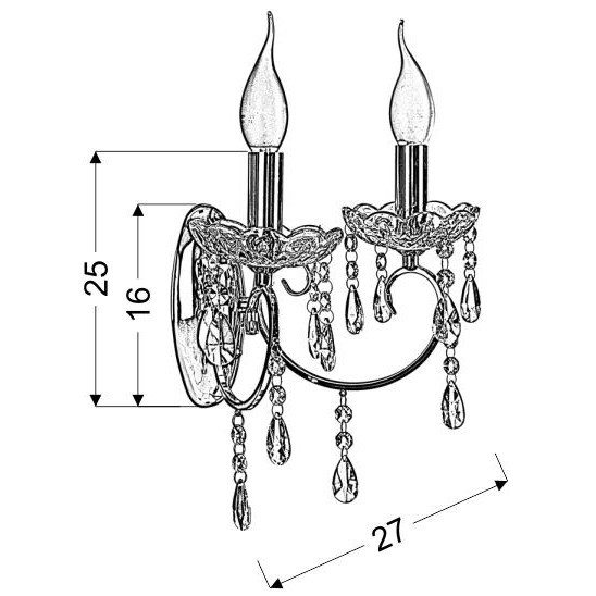 Ścienna lampa glamour AURORA 22-96138 szklana pałacowy z kryształkami chrom