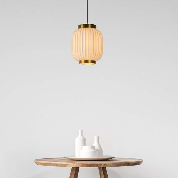 Plisowana LAMPA wisząca GOSSE 13435/01/31 Lucide porcelanowa OPRAWA retro ZWIS angielski biały
