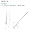 LAMPA ścienna SPIDER W0267 Maxlight metalowa OPRAWA kinkiet LED 8,4W 3000K tuba IP44 czarna