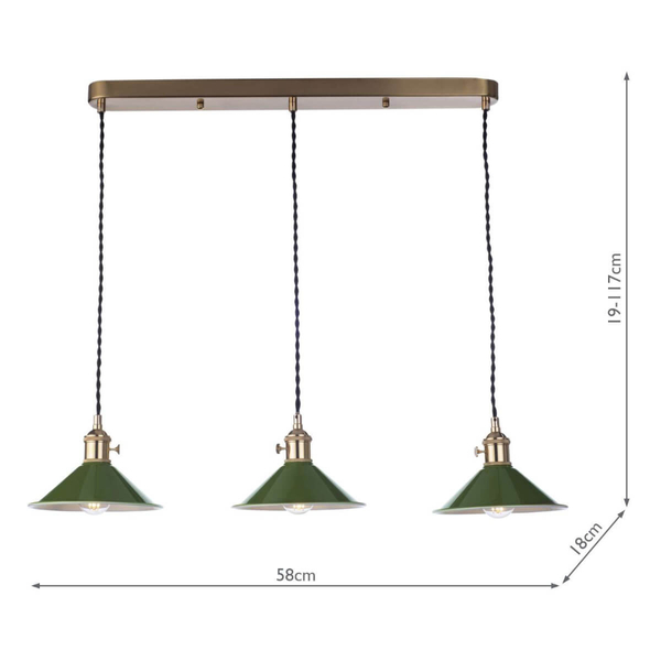 Klasyczna lampa wisząca do jadalni Hadano HAD3640-07 Dar Lighting mosiądz zielona