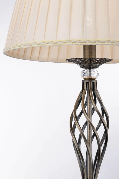 Abażurowa LAMPA stojąca GRACE RC247-FL-01-R Maytoni plisowana OPRAWA podłogowa z włącznikiem organza złota biała