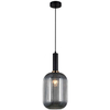 LAMPA wisząca ANTIOLA PND-5588-1L-BK+SG Italux plisowana OPRAWA szklany zwis czarny przydymiony