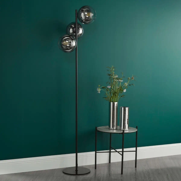 Kulista podłogowa lampa Lycia LYC4922 kule szklane czarne przydymione