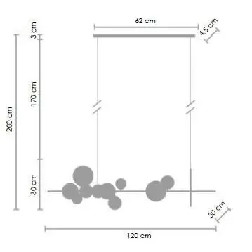 Podwieszana lampa Orion MP0084-L1200 Step LED 8W 3000K bąbelki szklane czarna